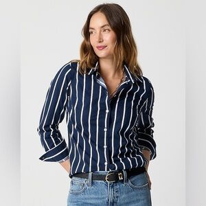 NWT J Crew Navy Striped Button Down Shirt
